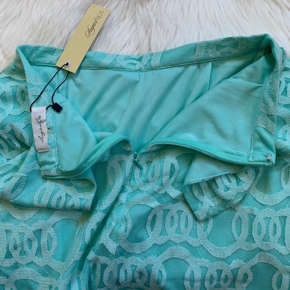 SugarLips Snow Mint Lace Peplum Mini Skirt - Picture 5 of 6